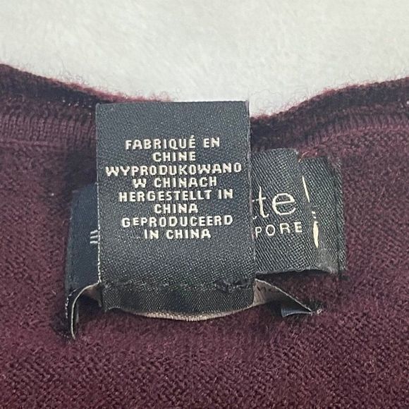 Nanette Lepore Women's Burgundy 100% Extra Fine Merino Wool Sweater Ruffle Sz M - Picture 7 of 9